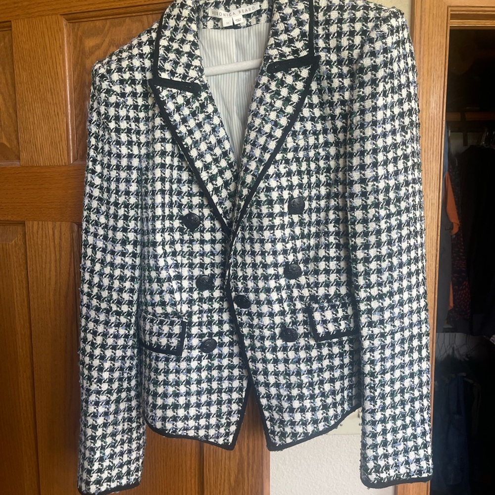 Veronica Beard Jacket white navy and green.  Worn once.  Perfect condition.